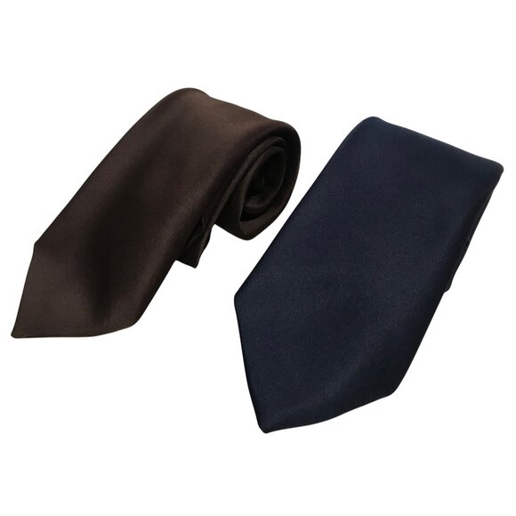 Brown & Navy Ties Set By Park Lane 100% Polyester Neckties For Men - Picture 1 of 4